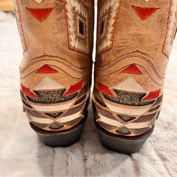 NWOB Corral Antique Saddle Aztec Pattern Boots Sz-5 - Picture 3 of 12